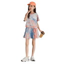 子供服 女の子 セットアップ 半袖 シャツ スカート 2点セット キッズ ジャージ 上下セット スポーツウェア スウェット 運動着 ガールズ 夏服 ダンス服 体...