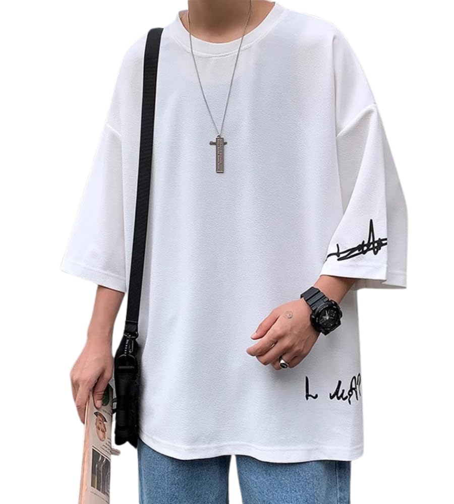 tシャツ 夏服 メンズ 七分袖 メンズ 大きいサイズ ゆったり 半袖 涼しい シンプル オシャレ ビックシル..