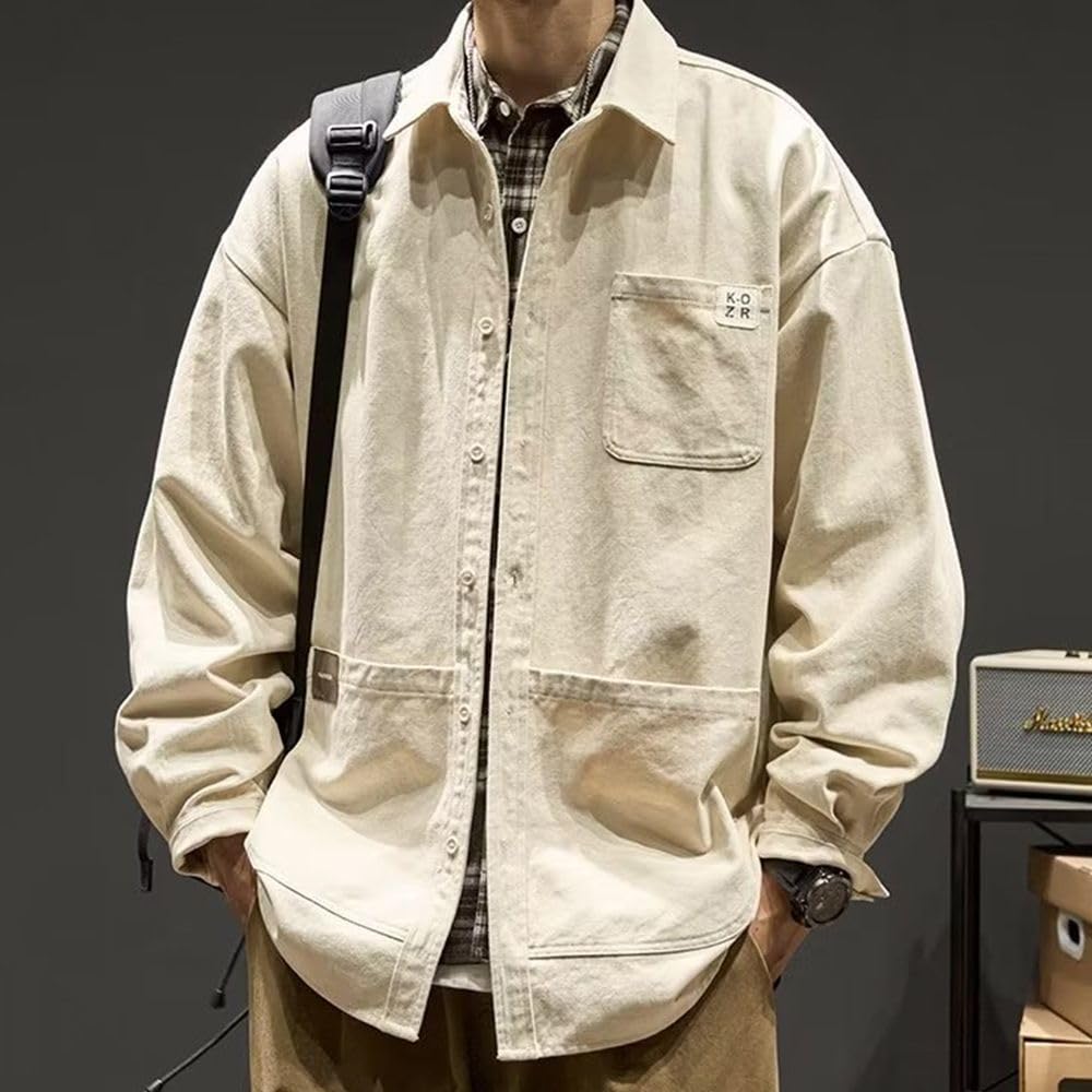 メンズ 長袖 ジャケット ストリート系 カーゴ 秋のコート 春秋 シャツジャケット シャツ メンズ アウター 便利な大きめポケット