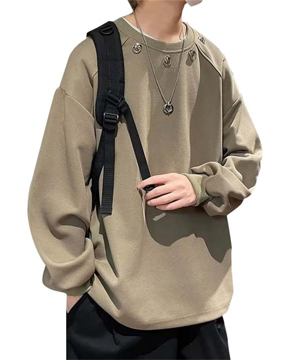 長袖 メンズ 原宿系 クルーネック ゆるさ ファッション 春 秋 冬 上着 黒 オーバーサイズ ストリート系 普段着 今風 大きいサイズ パーカー(4)