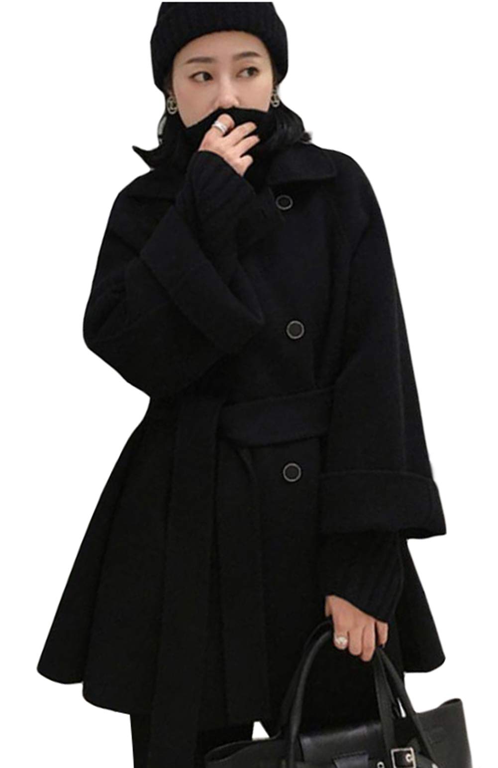 コート レディース ケープ マントコート ポンチョ風 ジャケット 長袖 カジュアル 秋冬 ロングコート Aライン ミドル丈 着痩せ おしゃれ オーバーコート 黒