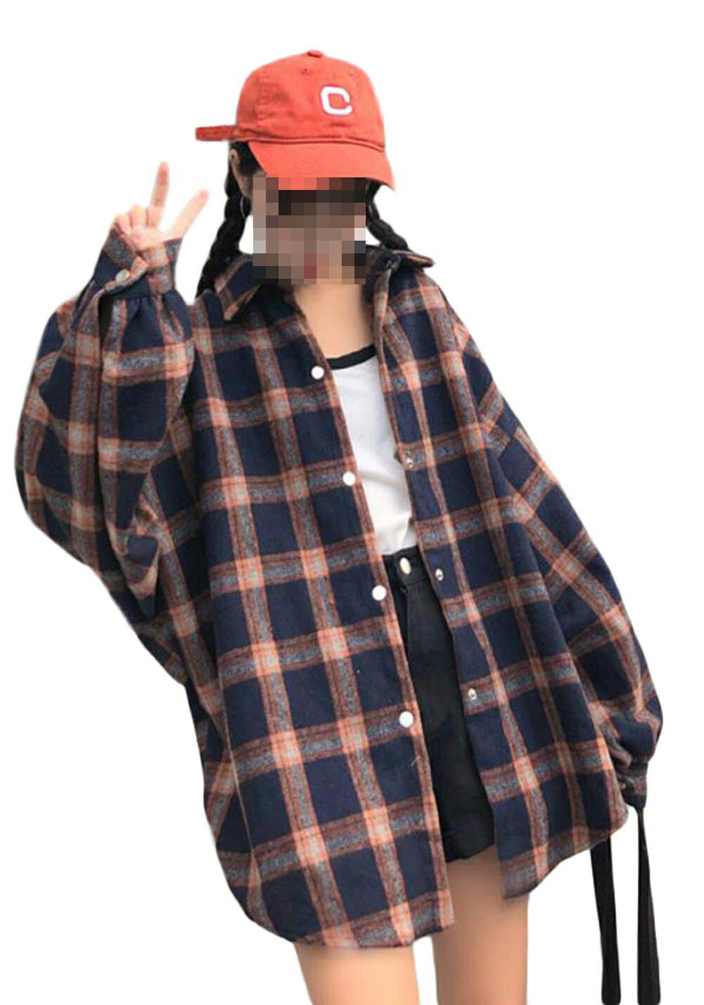 チェック シャツ レディース 長袖 コート チェック柄 ゆったり 韓国 アウター ファッション 原宿系 ス BF風 おしゃれ 大きいサイズ 通学 秋