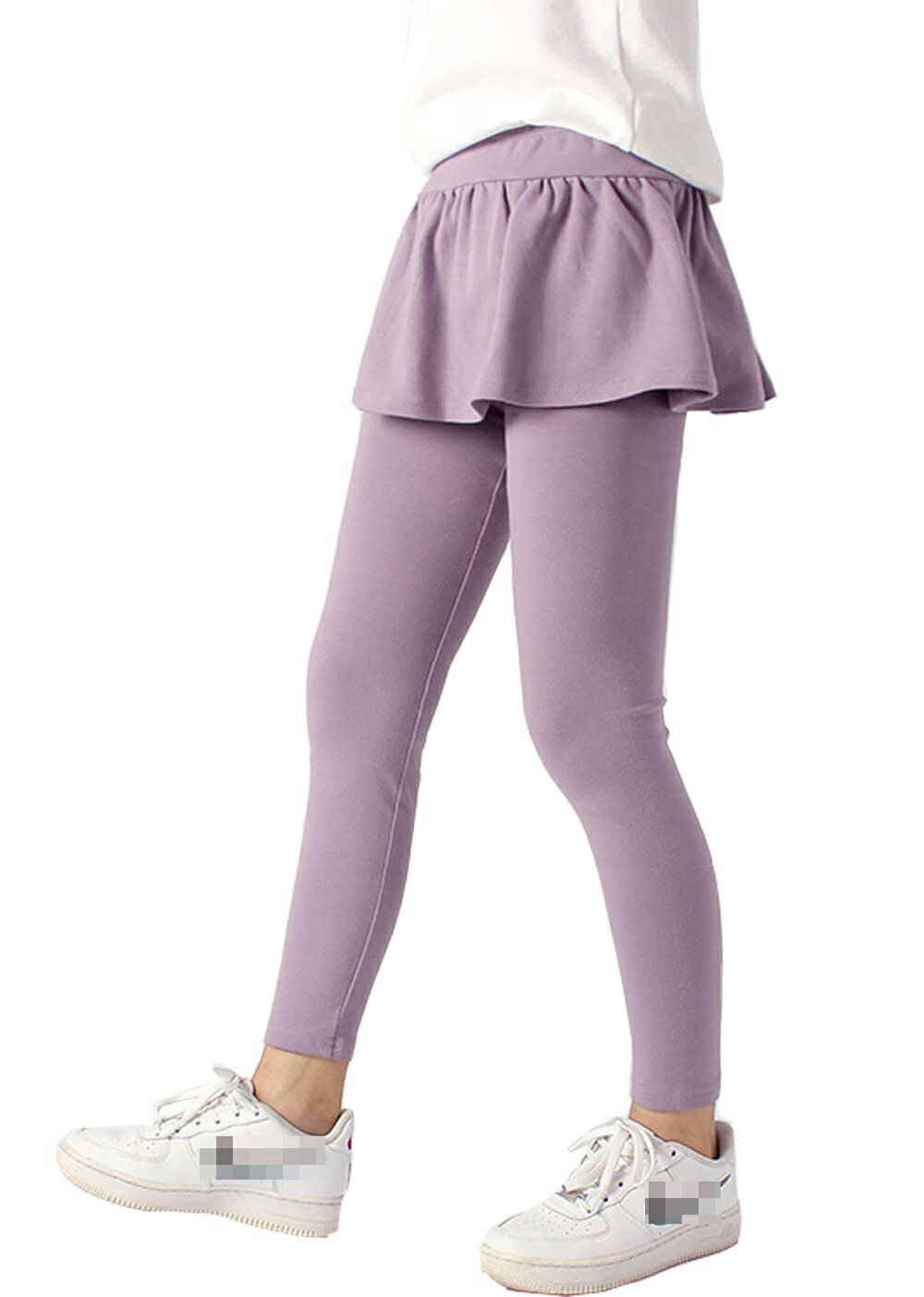 女の子 スカートパンツ レギンス 10分丈 ジュニア 無地 ボトムス 子供 スカート付きレギンス 春 秋 冬 5色 120-160