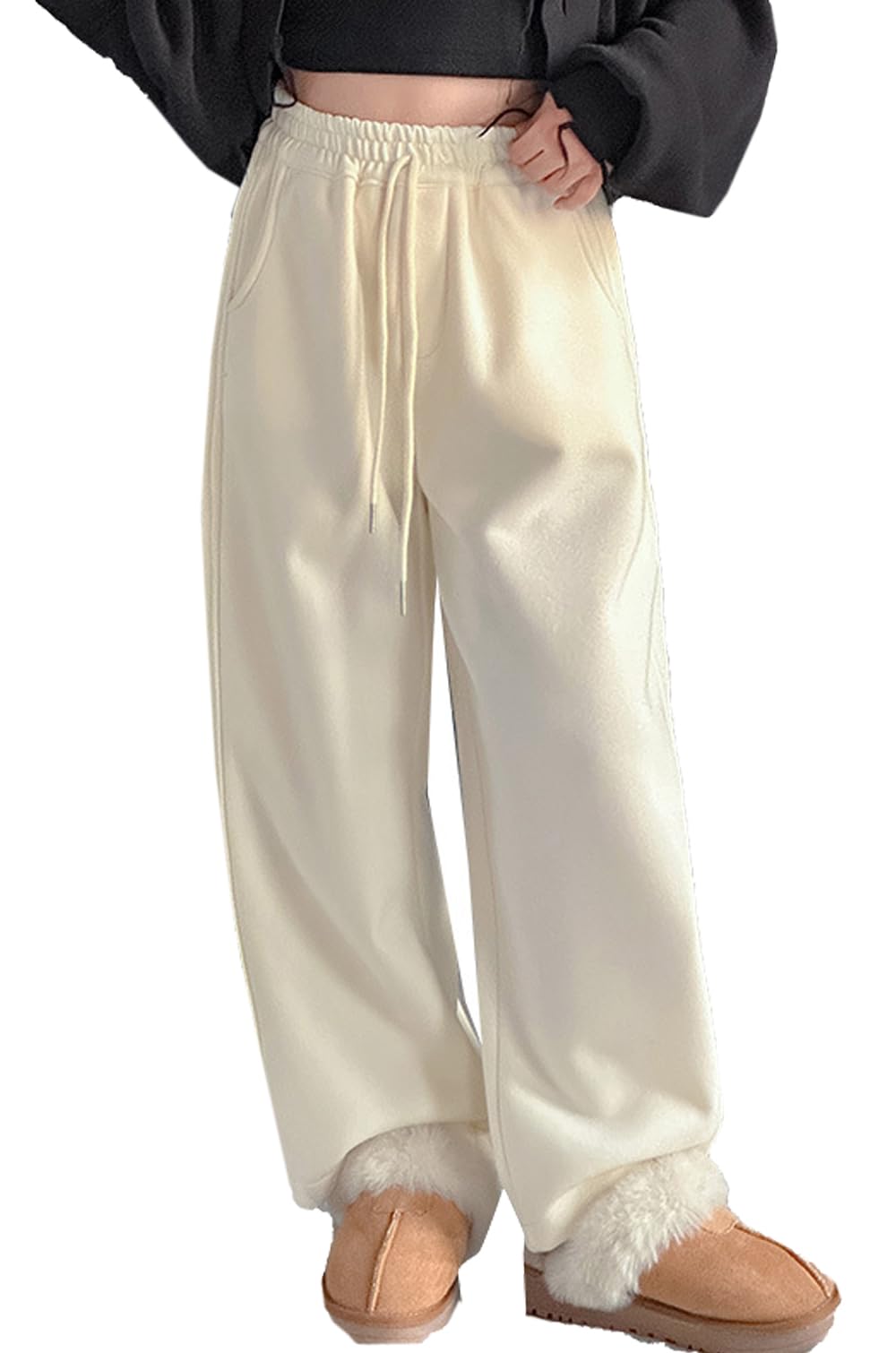 女の子 パンツ キッズ ワイドパンツ ズボン ジュニア 子供 高腰パンツ スタイリッシュ ゴムウエスト カジュアル 120-170