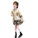 子供服 女の子 パーカー チェック柄 スカート 2点セット 秋冬 防寒 スウェット キッズ ジャージ 上下セット プルオーバー プリーツスカート セットアップ ...
