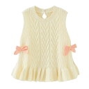 セーター キッズ 80-140cm ベビー 女の子 春服 秋服 ニットセーター 前開き ニット 子供服 タンク 可愛い ノースリーブ 丸首 タンク 重ね着 ふんわり