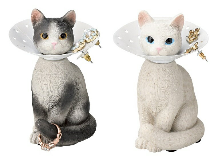 ピアスホルダー（ハチワレ）（白ネコ）