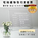 【クーポンあり!】令和7年4月1日改正版 宅地建物取引業者票 看板 W450×H350×t5mm 彫刻 自立タイプ アクリル 文字入れ無料 不動産看板 国家 法...