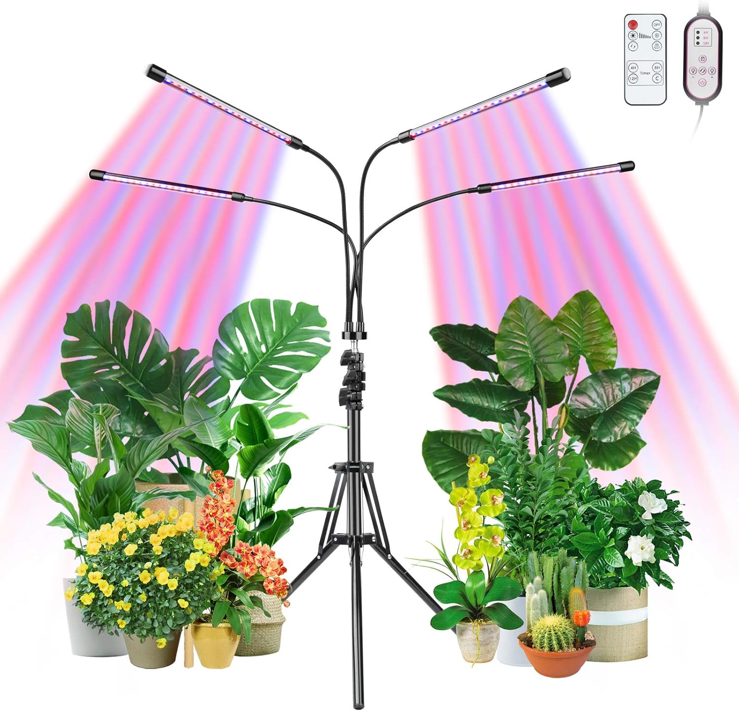 LM LED植物成長ライト 植物栽培ライト 自動スイッチタイミング機能（4H / 8H / 12H)屋内栽培ライト 10階調光および360°調整可能な3つの照明パターン植物ライト 2つの調整モード 日光不足を解消栽培ランプ、ジューシーな植物栽培ハイドロポニック用