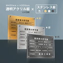 【クーポンあり!】建設業の許可票 看板 W45cm×H35cm 【透明アクリル板×ステンレス板】標識 短納期 文字入れ無料 js-26