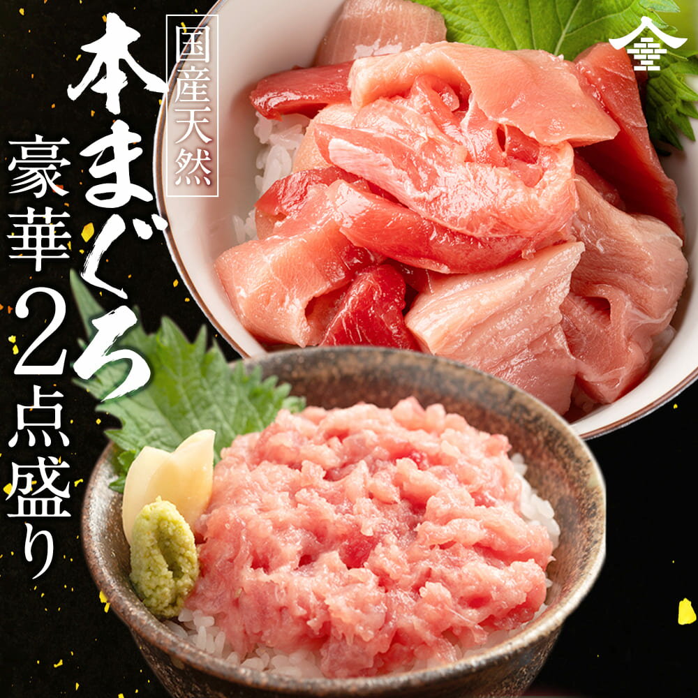 【国産天然】本まぐろ(北海道、青森) ねぎとろ250g 切落とし(中トロ含)250g 2点セット 合計500gのまぐろ三昧 福袋 本鮪 マグロ お寿司 手巻き寿司 海鮮丼 ギフト