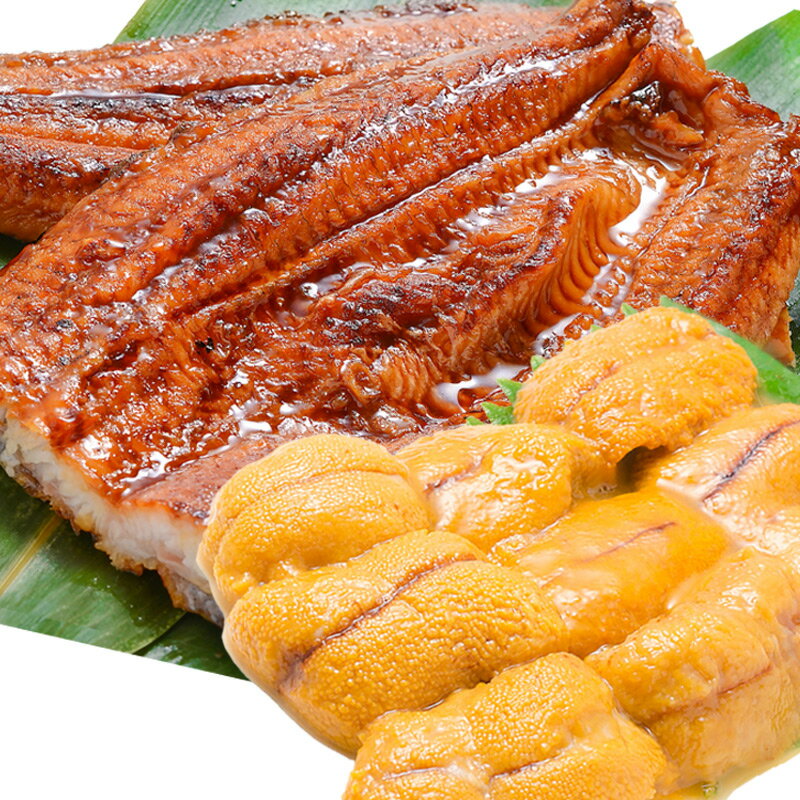 送料無料 うにうなぎセット ＜松＞ 超特大国産うなぎ蒲焼き 平均250g前後×2尾 生ウニ 100g タレ付き 柔らかうなぎと生ウニの贅沢セット うなぎ ウナギ 鰻 うな丼 うな重 ひつまぶし 土用の丑 ウニ うに ギフト 築地市場 豊洲市場 おせち 単品おせちのサムネイル