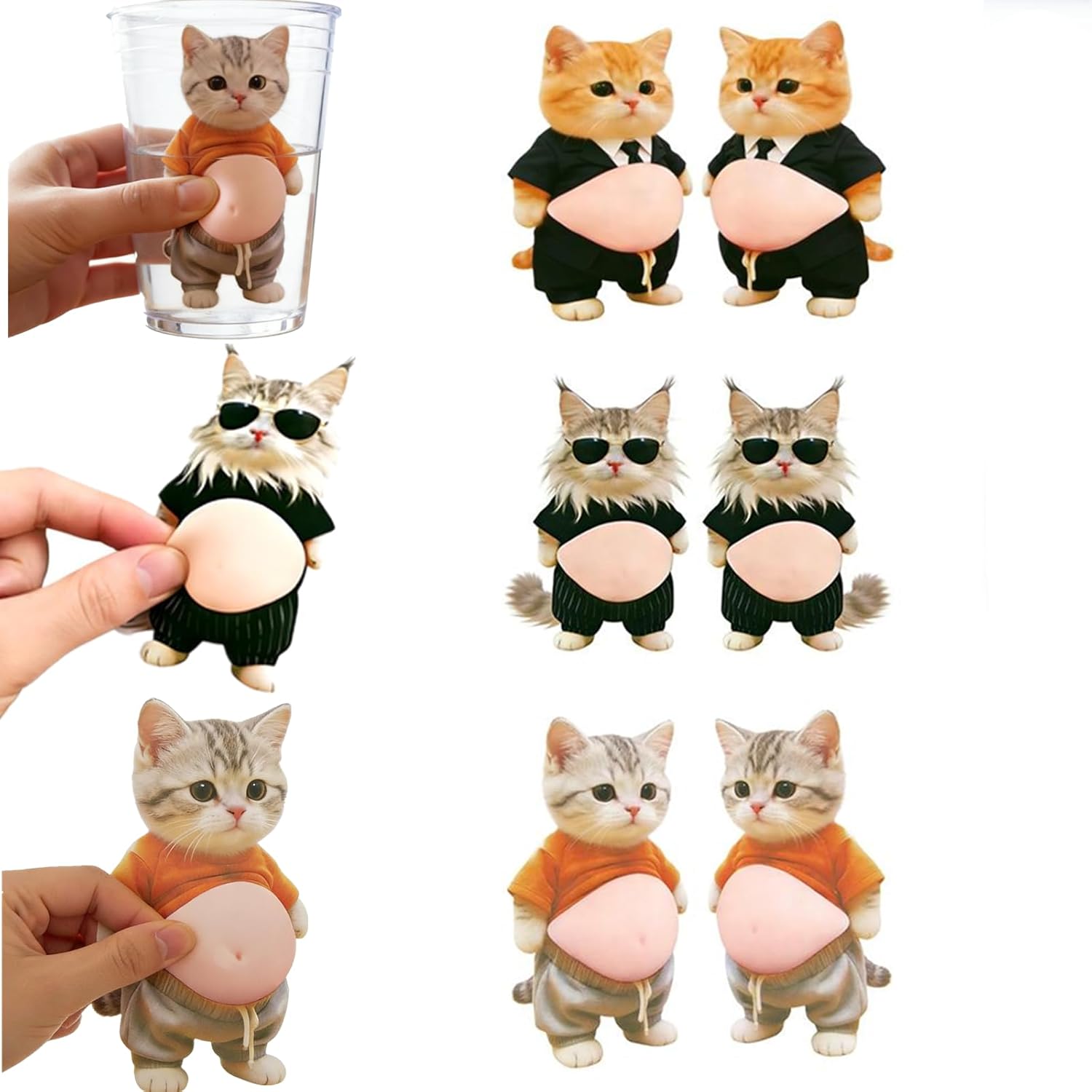 デブ猫 ぷにぷにシール 3D柔らかいお腹 ぷくぷくシール 猫ステッカー 3Dソフト腹付 携帯電話飾り用 手帳用 日記帳用 手芸用品 ストレス解消おもちゃ 猫デザイン クッションステッカー ぷっくりお腹 癒しグッズ 自動車アクセサリー 冷蔵庫マグネット