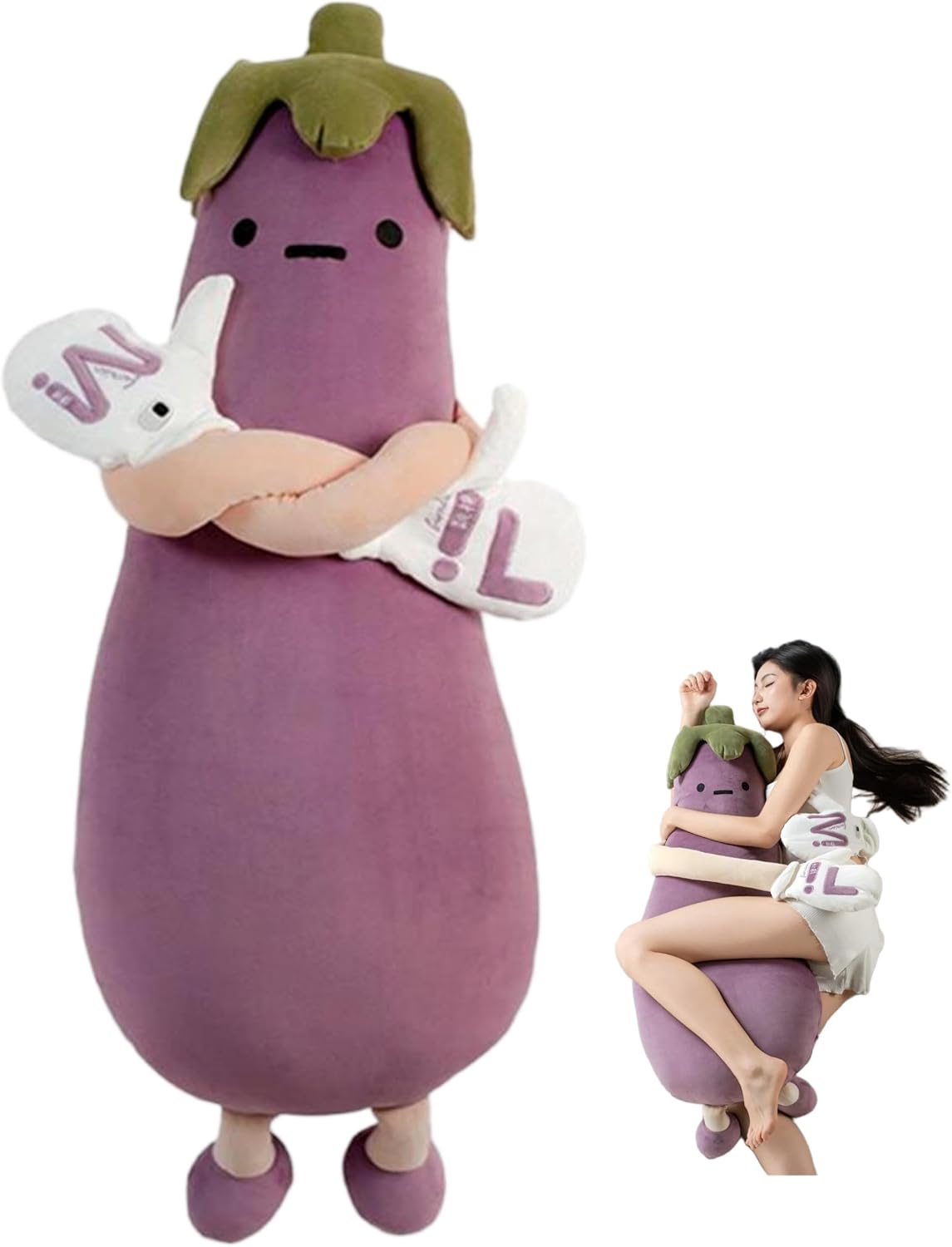 ＼楽天1位／なす ぬいぐるみ はぐもっち 抱き枕 プレミアム 大きい 挟み枕 添い寝 クッション 本体カバー 洗える 柔らかい 触り心地 いい もふもふ 挟む 楽 リラックス 安眠 ぐっすり 妊婦 女性 彼女 プレゼント ギフト 癒し「発熱機能搭載・日本語取扱説明書付き」