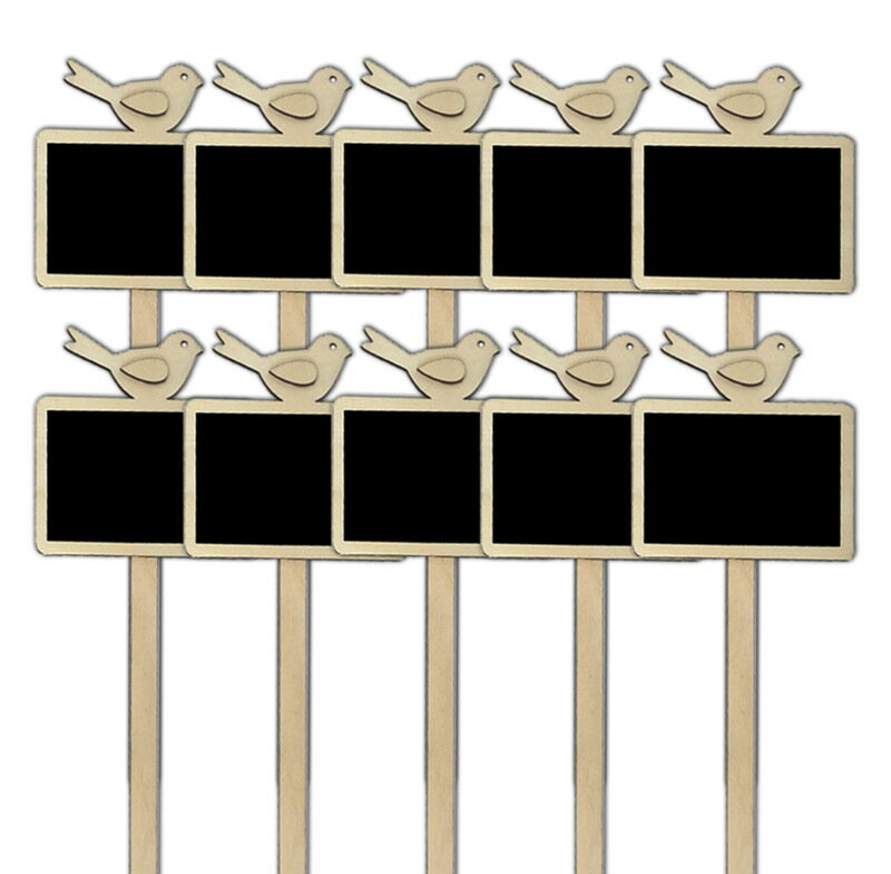 園芸用ラベル ミニ 黒板 木製タグ ネームプレート T型ラベル 鳥付き かわいい 園芸マーカー 名札プレー..