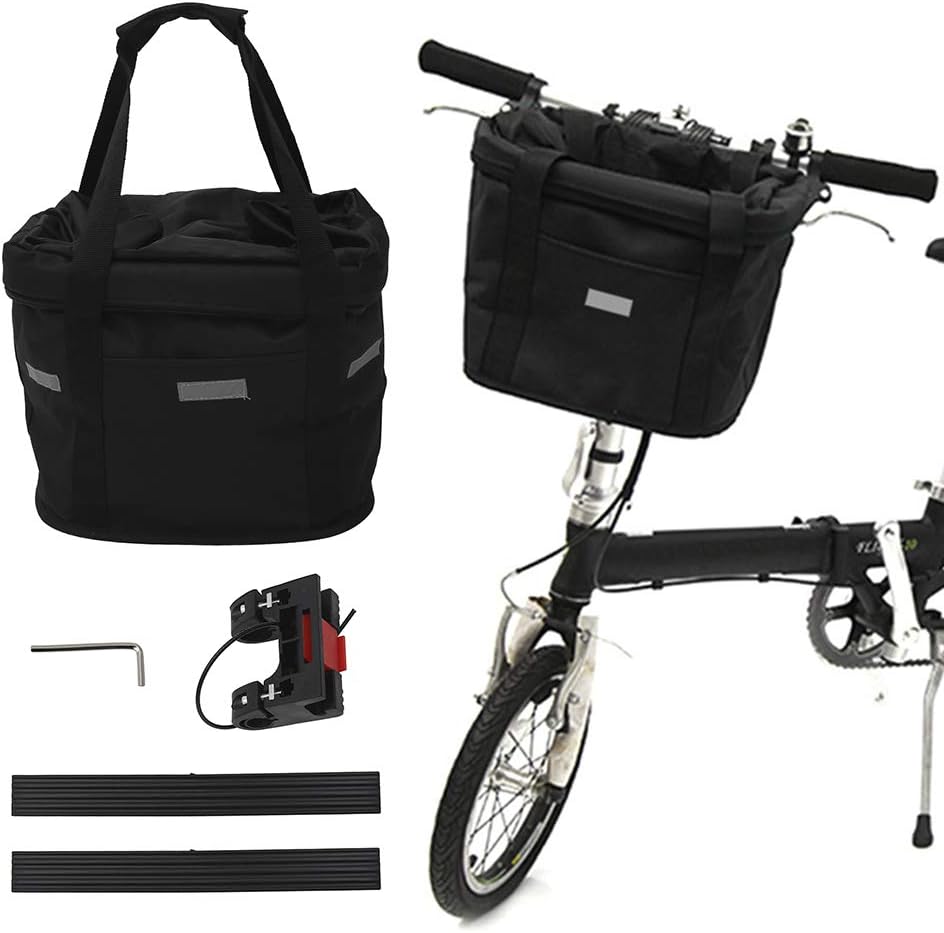 自転車カゴ エコバッグ 自転車前カゴ バスケット 脱着式 折りたたみ 防水 取り付け簡単 耐荷重10KG マウンテンバイク クロスバイク 折り畳み自転車 通勤車等用 取り外し 簡単 収納 コンパクト 軽量