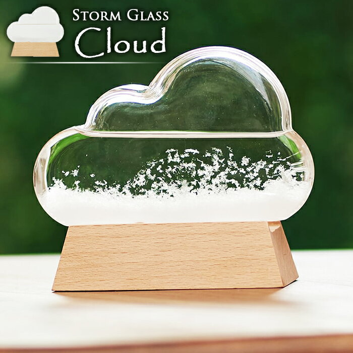 晴雨予報グラス 【送料無料】Storm Glass Cloud ストームグラスクラウド 雲型 ストームガラス 天気予報 卓上オブジェ スピリチュアルオブジェ 雪の結晶風 気象計 天気管 雲 天気 天気予報 結晶 台風 サイエンス 科学 ナチュラル オシャレ 可愛い 北欧 木製 ガリレオ