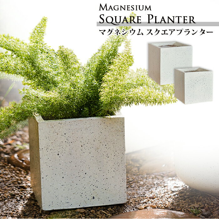 【送料無料】 マグネシウムスクエアプランター サイズ 大/小 マグネシウムプランター 軽量 高耐久 四角 プランターカバー 直植え 水抜き穴 鉢 鉢カバー ガー...