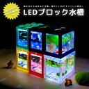 新【送料無料】 LEDライト付きブロック水槽セット アクアリウム自由研究 夏休み LED照明 金魚鉢 卓上 AQUARIUM すいそう おしゃれ かわいい オブジェ ガラス 円柱 丸形 金魚 メダカ 熱帯魚 その1