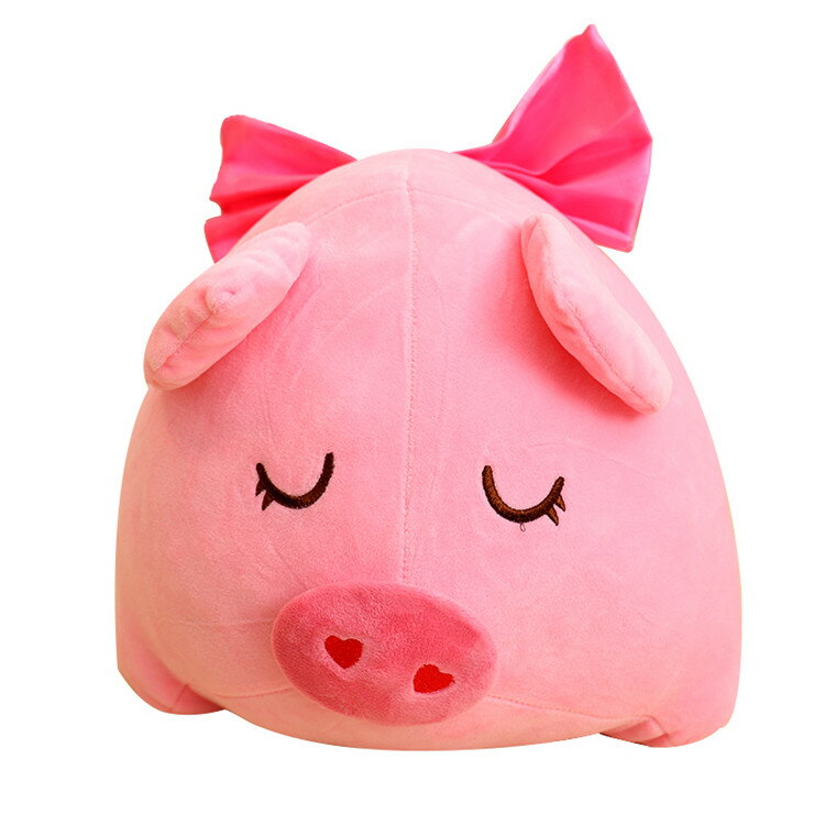 豚　ぬいぐるみ　リボンしてる可愛いピンク色豚　30センチ