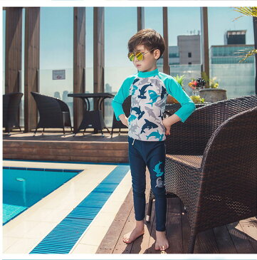 キッズ 水着 男の子 長袖 トップス パンツ セパレート2点セット 子供 スクール スポーツ フィットネス プール ビーチ 夏 海水浴 練習用 スイムウェア かわいい キッズ ジュニア サイズ 紫外線カット 日焼け防止 UVカット 水あそび