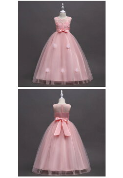 子供ドレス フォーマルドレス パーティードレス　プリンセスドレス　キッズワンピース ドレス 子供服 女の子 キッズ　発表会 結婚式 プレゼント　ノースリーブ　リボン 120 130 140 150 160 170cm ジュニア 姫系