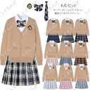 スクール カーディガン 制服6点セット Vネック ニット レディース 入学 通学 高校生 中学生 女子高生 制服 セット スカート ブレザー プリーツスカート ...