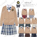 制服6点セット Vネック ニット スクール カーディガン レディース 入学 通学 高校生 中学生 女子高生 制服 セット スカート ブレザー プリーツスカート ...