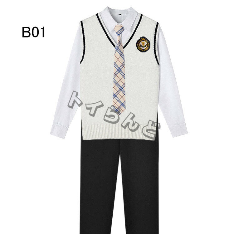 スクールベスト 学生服 ベスト制服 男子 通学用 Vネック 高校生 中学生 小学生 男子 メンズ 男の子 ジュニア制服 ニット 男子高校生 DK制服 5点セット 上下セット 発表会 コスプレ コスチューム 衣装 仮装 文化祭 ズボン ネクタイ なんちゃって制服