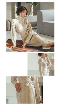 ニットワンピ レディース タートルネック ロング丈 ニットワンピース カシュクール タートルニット 長袖 きれいめ 秋冬 ワンピース レディースワンピース ロング丈 ゆったり 厚手 ひざ下丈 ミモレ丈 大人 秋 冬