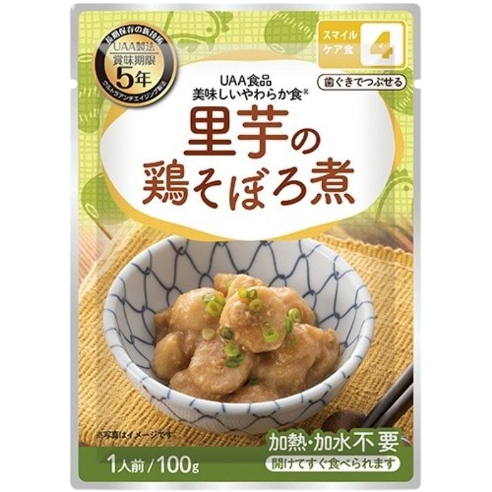 アルファフーズ UAA食品 里芋の鶏そぼろ煮 100g 美味しいやわらか食 非常食 介護食 惣菜 パウチ袋 防災..
