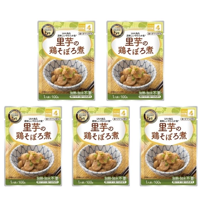 【5個セット】アルファフーズ UAA食品 里芋の鶏そぼろ煮 100g 美味しいやわらか食 非常食 介護食 惣菜 パウチ袋 防災食 レトルト 保存食 備蓄食料 防災グッズ