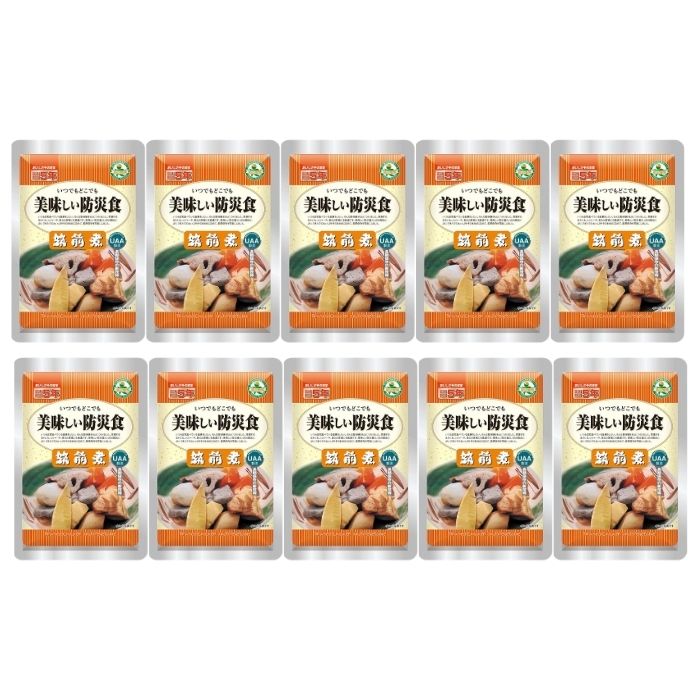 【10個セット】アルファフーズ UAA食品 筑前煮 90g 美味しい防災食 非常食 介護食 惣菜 パウチ袋 防災食 レトルト 保存食 備蓄食料 防災グッズ