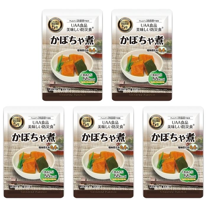 【5個セット】アルファフーズ UAA食品 かぼちゃ煮 90g 美味しい防災食 非常食 介護食 惣菜 パウチ袋 防..