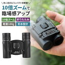 双眼鏡 10倍ズーム オペラグラス 軽量180g 折りたたみ式 防水設計 ライブ 観戦 バードウォッチング 運動会 コンパクト ファスナーケース付き