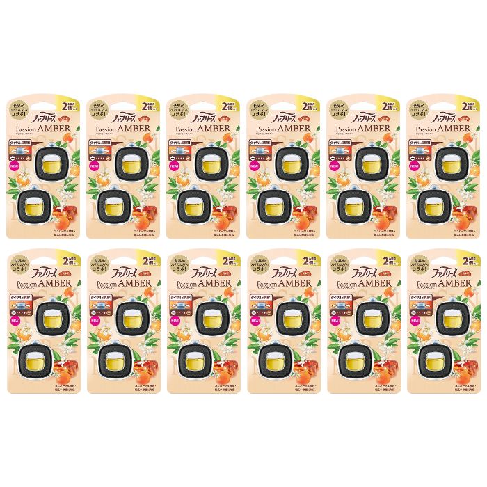 【12個セット/1ケース】ファブリーズイージークリップパッションアンバー2個パック 車用 芳香剤 消臭剤..