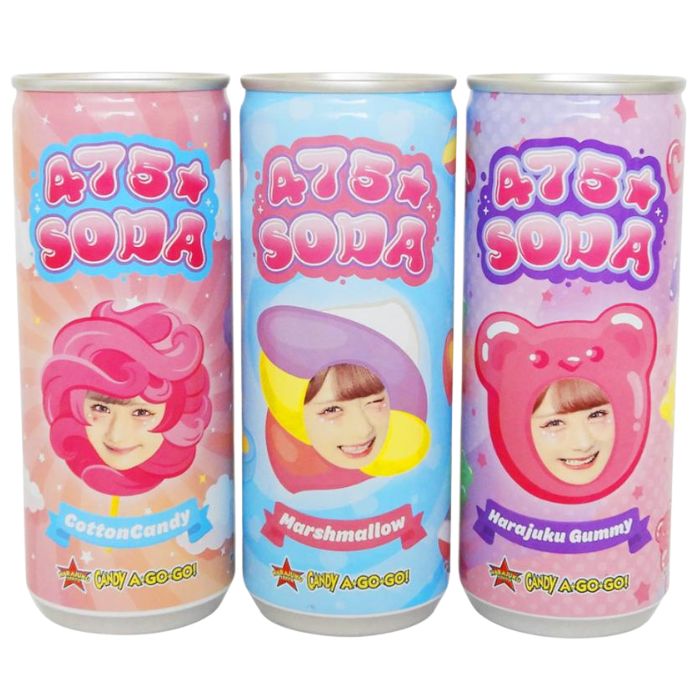 【3種類飲み比べ】475☆SODA【コットンキャンディ味×マシュマロ味×原宿グミ味】しなこちゃん 缶ジュース コラボ商品 SNS映え ゆめかわ 原宿系 可愛い ...