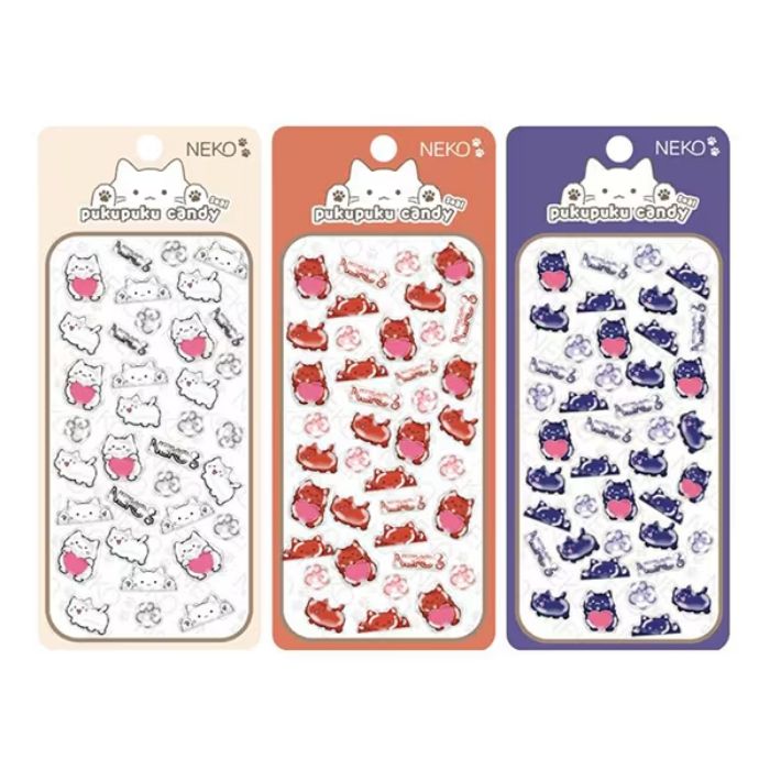 Rakuten - 【2枚セット】NEKOぷくぷくキャンディシール 【レッド】 かわいい 立体 シール 立体シール 3D クリア ぷっくり スマホ iPad ノート 手帳 デコレーション シール交換 デコシール 平成女子 全3種類