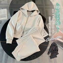スウェット セットアップ レディース 上下セット アウター パーカー ジャージ スウェット スウェットパンツ ワイドパンツ ルームウェア 大きいサイズ フード付...