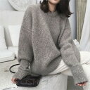 ニット セーター レディース シャギーニット モヘア ニット 長袖 セータートップス 秋 冬 暖かい クルーネック 丸首 カットソー プルオーバー ニット トップス ニットソー 無地 ベーシック 洗える 大きいサイズ 日常 オフィス ビジネス 通勤 ゆったり カジュアル