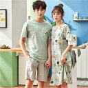 ペア パジャマ 半袖 春夏 レディース ワンピース パジャマ メンズ 綿100% ペア パジャマ ギフト おしゃれ カップル ペア ルームウェア 夏 結婚祝い ...