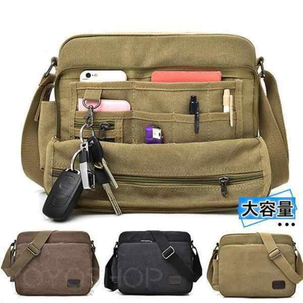 Other - ショルダーバッグ 斜め掛け キャンバス メンズバッグ 帆布 収納力 旅行 大容量 ミリタリー 出張 アウトドア 大きめ 軽量 自転車バッグ 耐摩