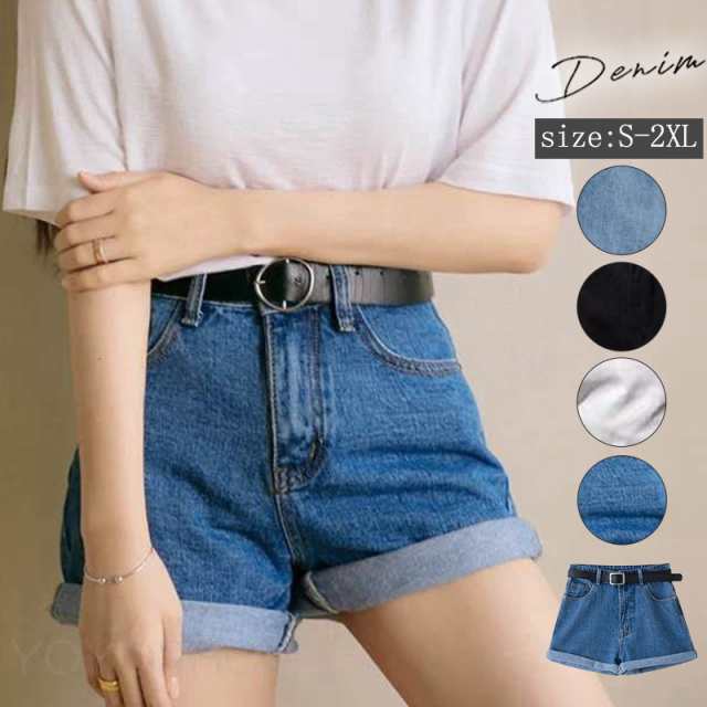 Short Pants - ショートパンツ レディース デニム デニムパンツ ハーフパンツ ハイウエスト 短パン ボトムス カジュアル ゆったり アウトドア