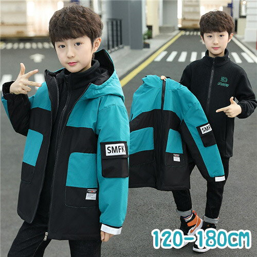 Fleece - ジャケット キッズ マウンテンパーカー 春 秋冬 子供服 中綿 ジャケット パーカー キルティング フード付き 厚手 男の子 アウター こども おしゃれ 防寒 防風 トップス アウトドアウェア 120 130 140 150 160 170 180