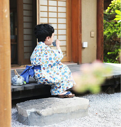 子供浴衣 浴衣セット キッズ浴衣 帯 男の子 和装 和服 子供 キッズ かわいい おし...