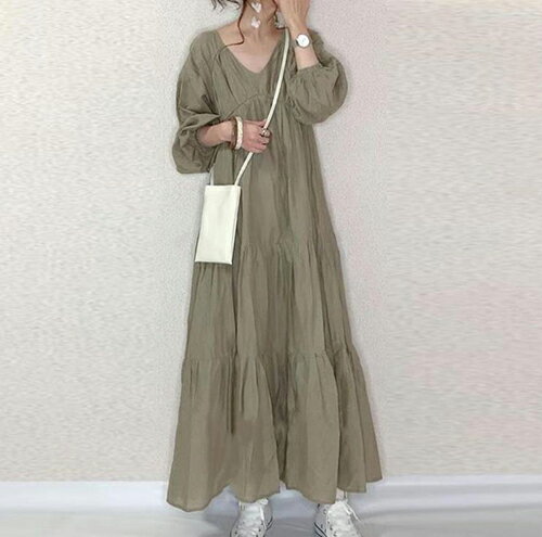 Women's long-sleeved maxi dress, loose fit, spring/autumn/summer, simple and flattering, slimming, elegant, suitable for women in their 20s, 30s, 40s, and 50s, perfect for commuting and travel.