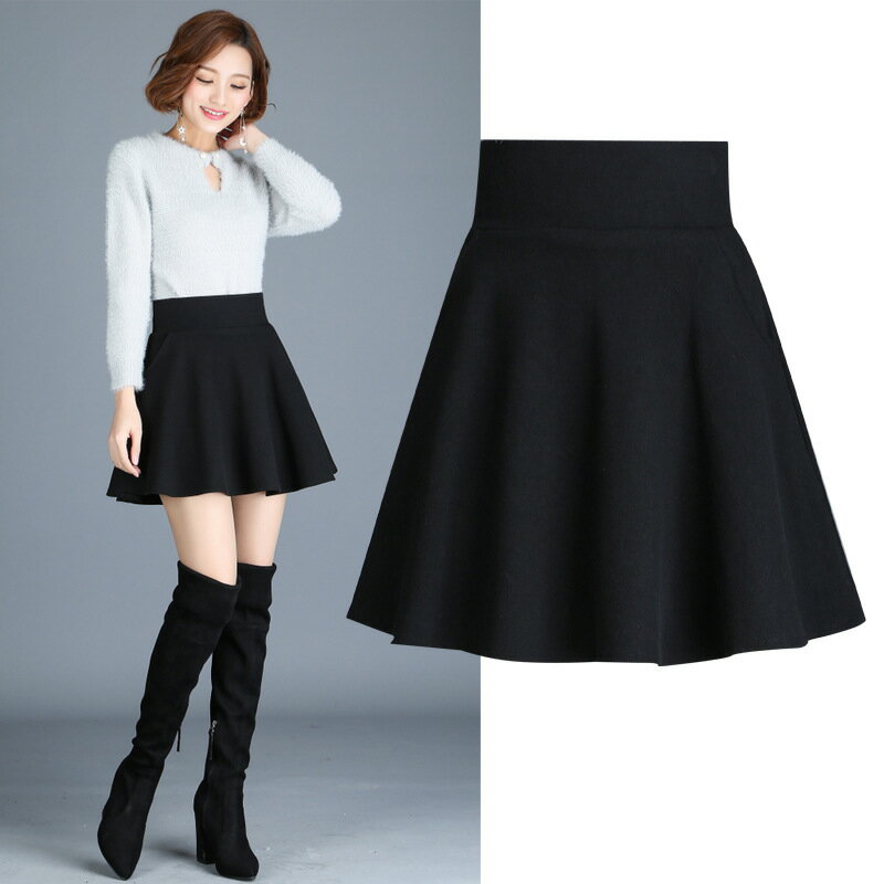 ミニスカート 大きいサイズ スカート ひざ丈 秋冬 フレアスカート レディース 大人 無地 高見え 旅行 ゆったり お出かけ お呼ばれ キレイめ ボトムス 黒 カジュアル ハイウエスト 着やすい デート Aライン 上品 通勤 通学 送料無料