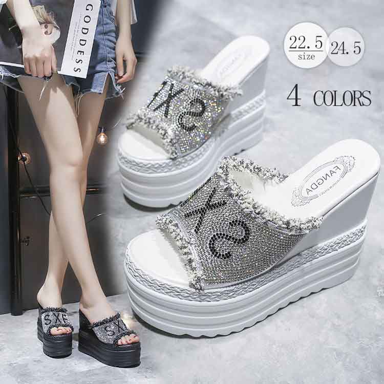 厚底 サンダル レディース ウェッジソール 厚底サンダル ミュール シューズ 幅広 甲高 ウエッジソール 足が疲れない かわいい ウエッジ オープントゥ 走れるサンダル 痛くない 歩きやすい 足が痛くならない 軽量