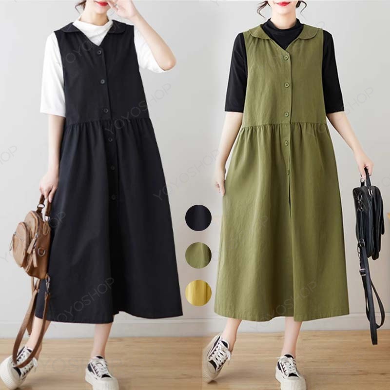 メーカー希望小売価格はメーカーカタログに基づいて掲載しています商品番号：zaa03077素材：綿カラー：グリーン　イエロー　ブラックサイズ：M/L/XL/2XLサイズ(cm)肩幅バスト着丈M3498111L35102112XL361061132XL37110114春夏ワンピース ロング丈 無地 シャツワンピース ジャンパースカート シャツワンピースロングワンピースワンピース シャツワンピース ロングワンピース ワンピース"