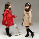 トレンチコート 女の子 子供服 オシャレ 子供コート レッド カーキ 無地 キッズコート キッズ ベビートレンチコート ロング丈 長袖 子ども服 カジュアル 春...